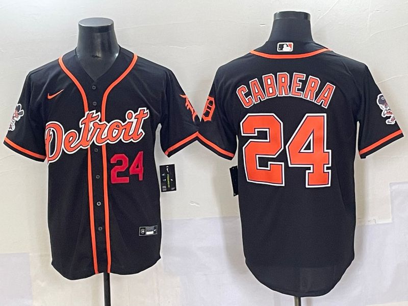 Men 2025 Detroit Tigers 24 Cabrera Black Joint Name Nike MLB Jersey style 2